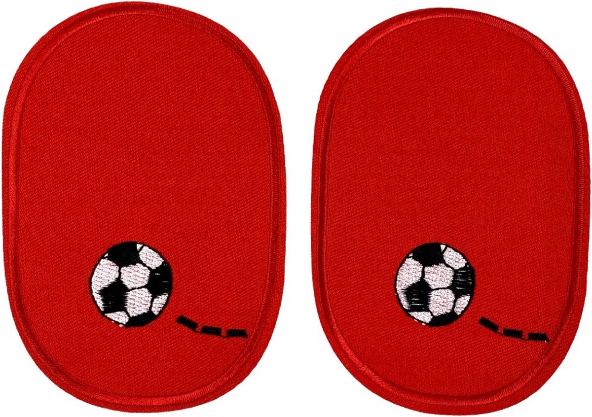 Rode Elleboog Knie Strijk Stukken Patches Voetbal H 11.5 x B 8 cm