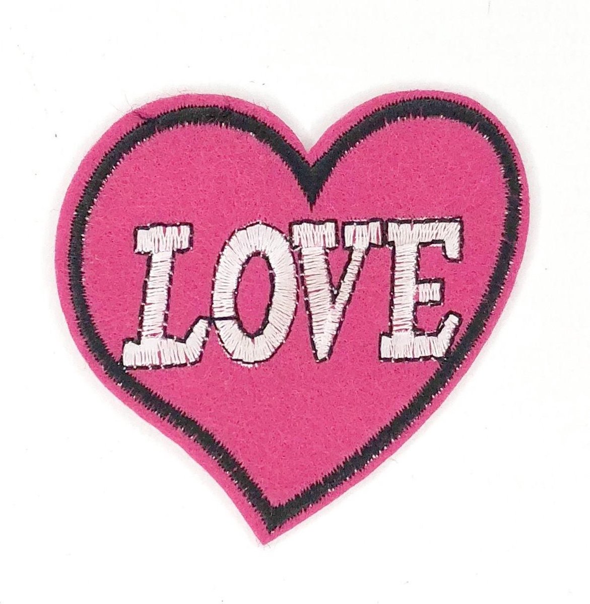 Roze Hartje Met Love Tekst Strijk Embleem Patch