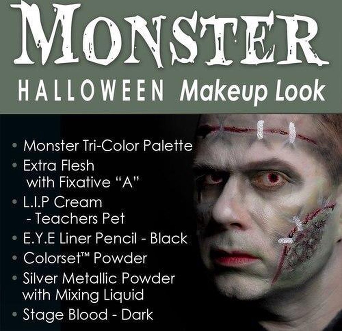 Halloween 2020 Complete Schmink Kit - Frankensteins Monster (met stap-voor-stap instructiefilmpje)