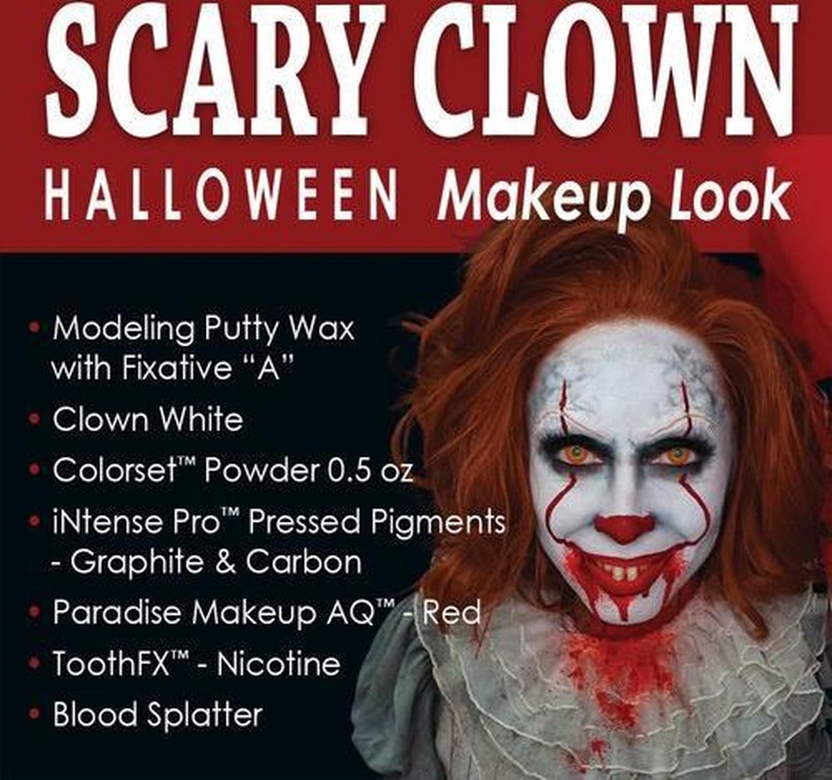 Halloween 2020 Complete Schmink Kit - Scary Killer Clown uit IT (met stap-voor-stap instructiefilmpje)