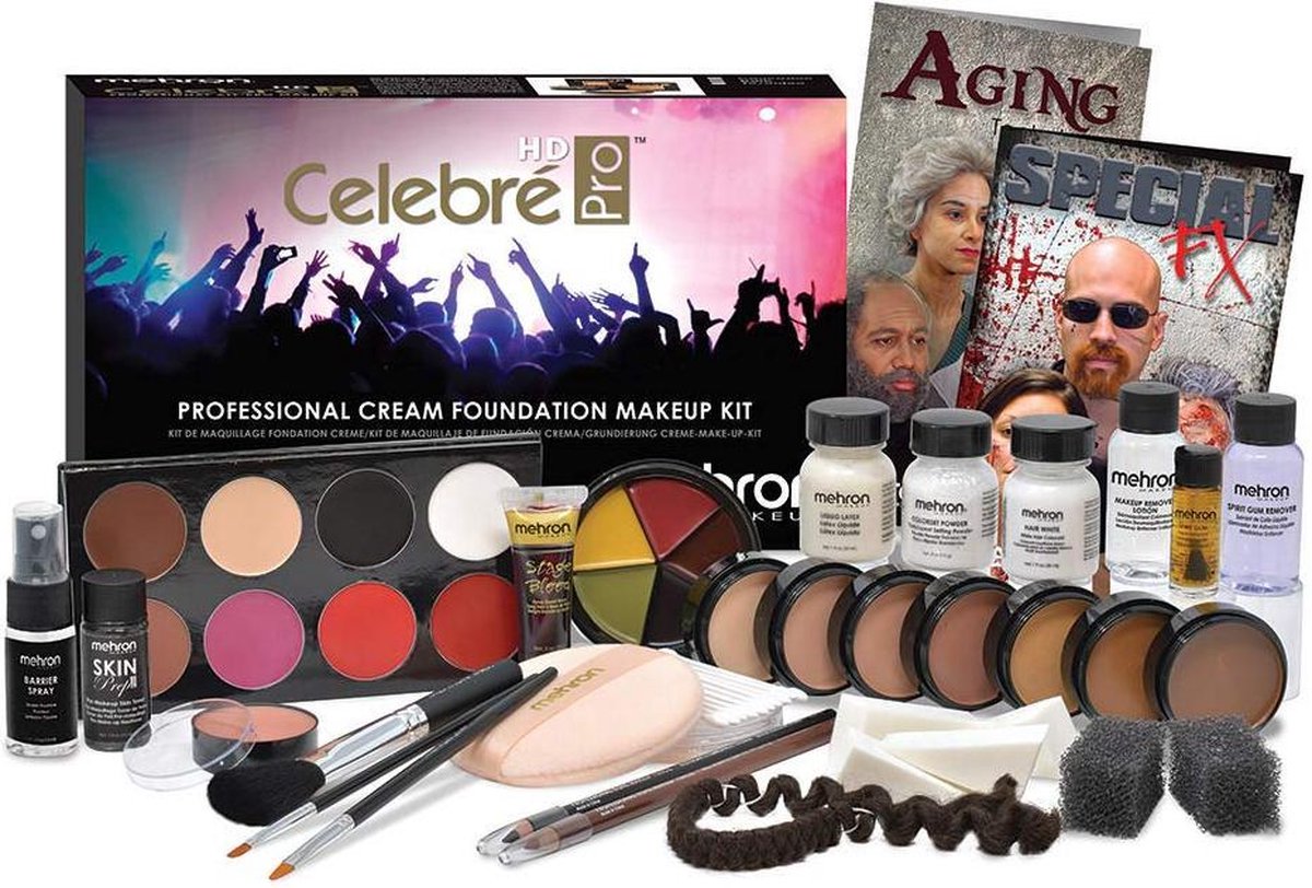 Mehron Celebre Super Complete Pro Make-up en Schmink Kit voor de Visagist/Stylist/MUA - donkere huidskleur