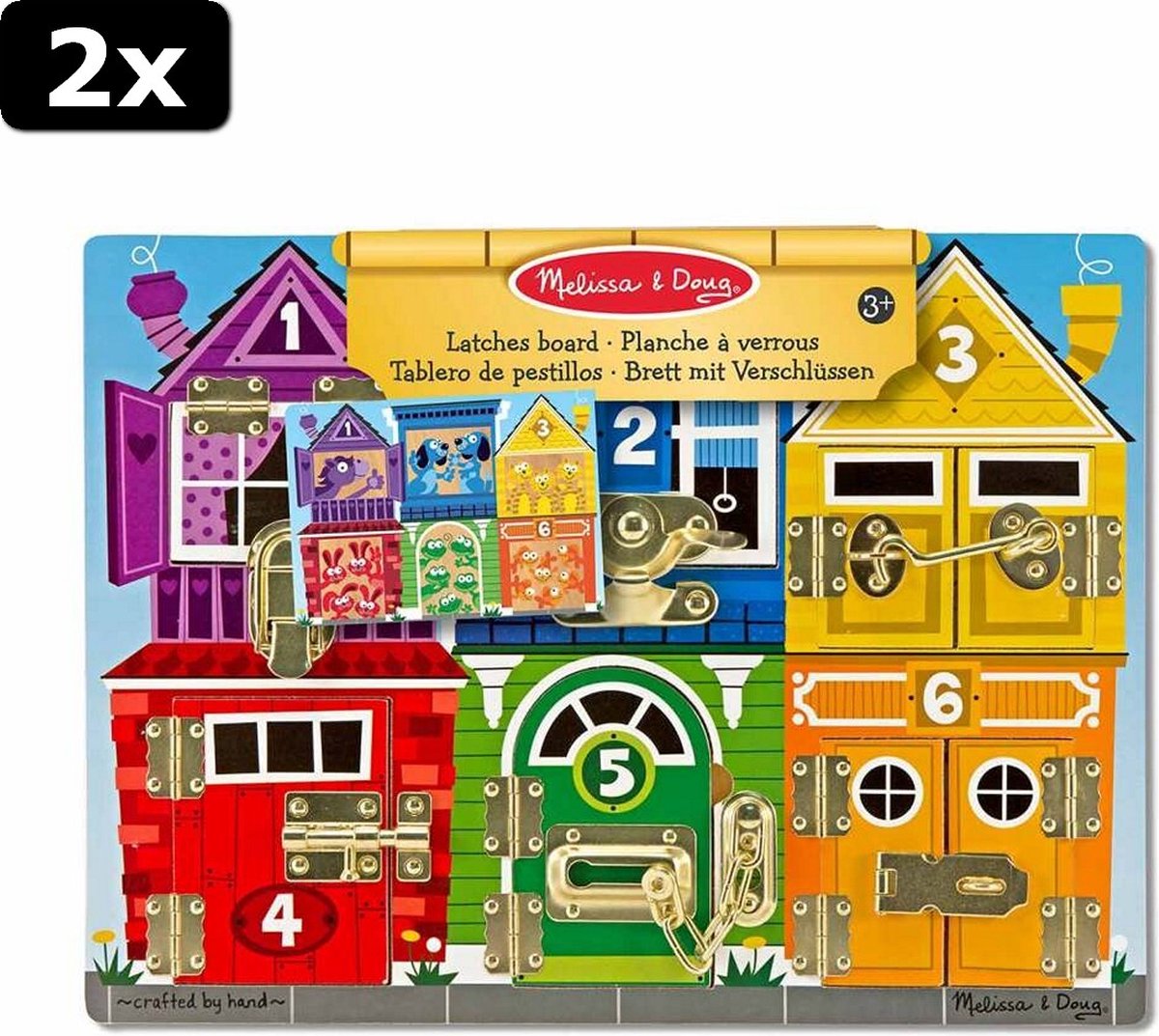 2x Melissa & Doug Houten Speelbord Deuren en Sloten