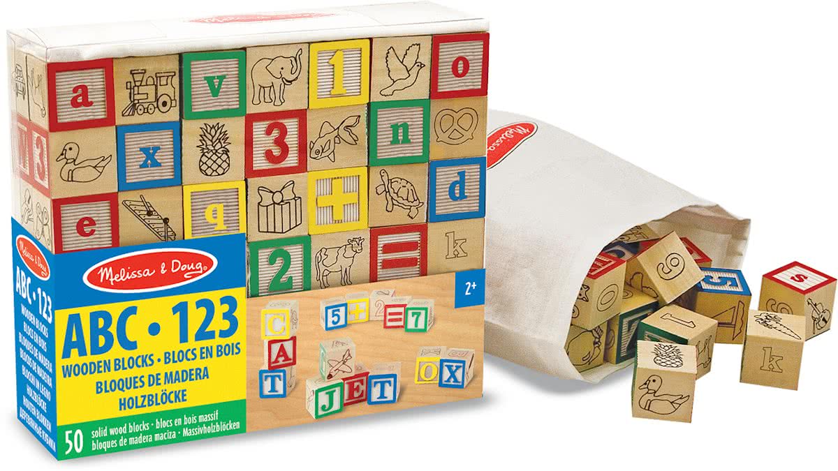 Melissa & Doug - Houten ABC/123 Blokkendoos