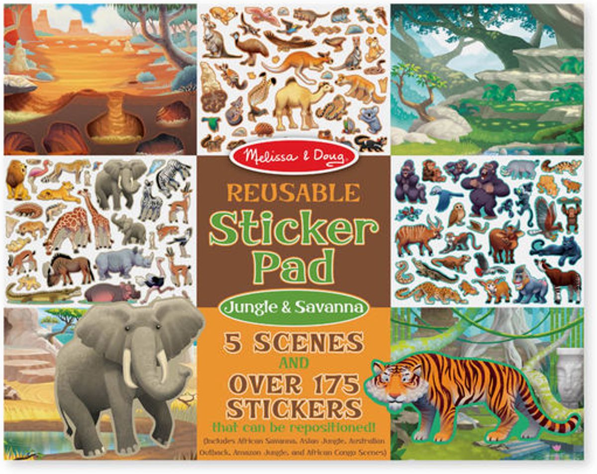 Melissa & Doug groot herbruikbaar stickerboek met stickers Jungle & Savanna