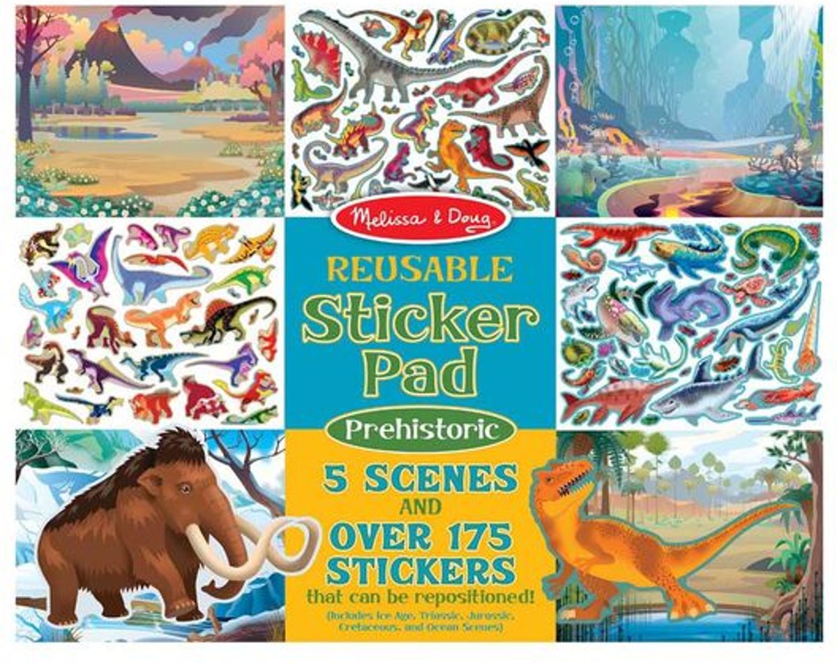 Melissa & Doug groot herbruikbaar stickerboek met stickers Prehistorie Dinosaurus herbruikbare stickers