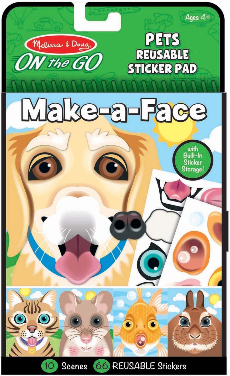 Melissa & Doug herbruikbare stickers Make a Face dieren stickerboek