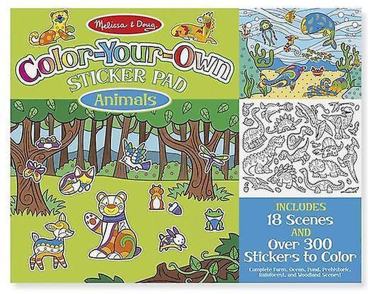 Melissa & Doug stickerboek met herbruikbare sticker Dieren - inkleuren