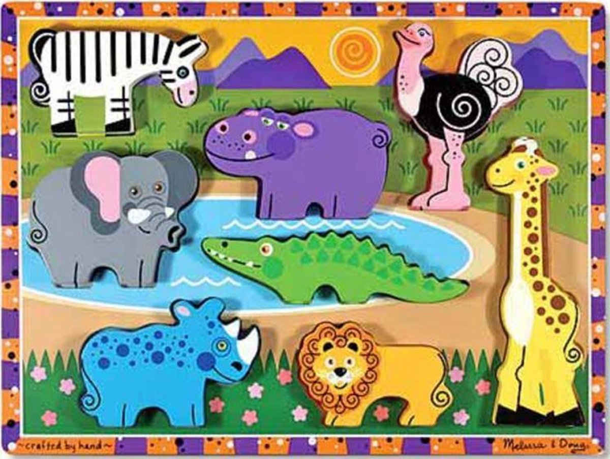 vormenpuzzel Safari Chunky junior hout 8 stukjes