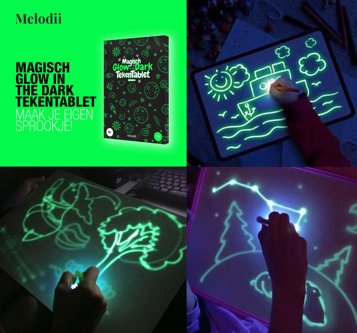 Melodii - Magisch Glow in the Dark Tekentablet