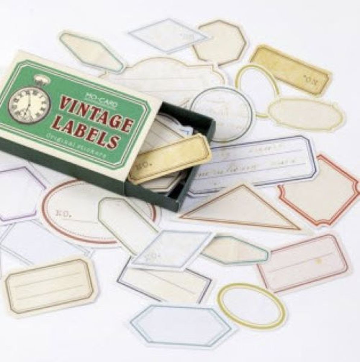 Vintage Labels - Etiket - Doosje met stickers