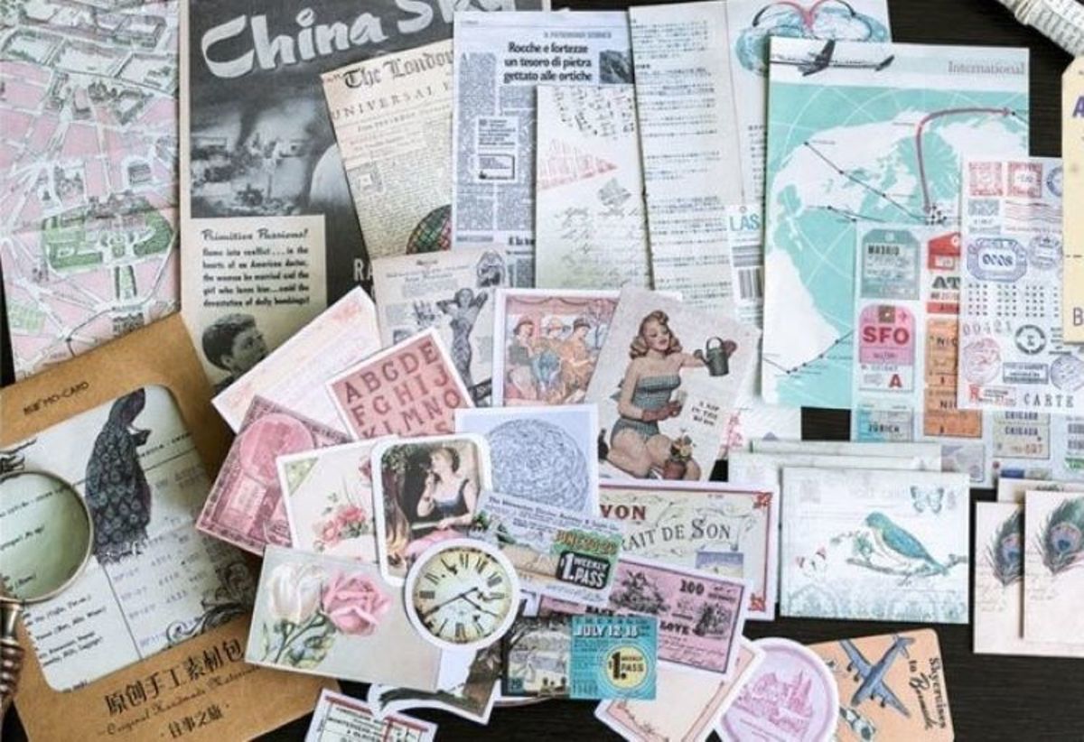 Vintage Paper- & Stickerset - 3 -   en stickers