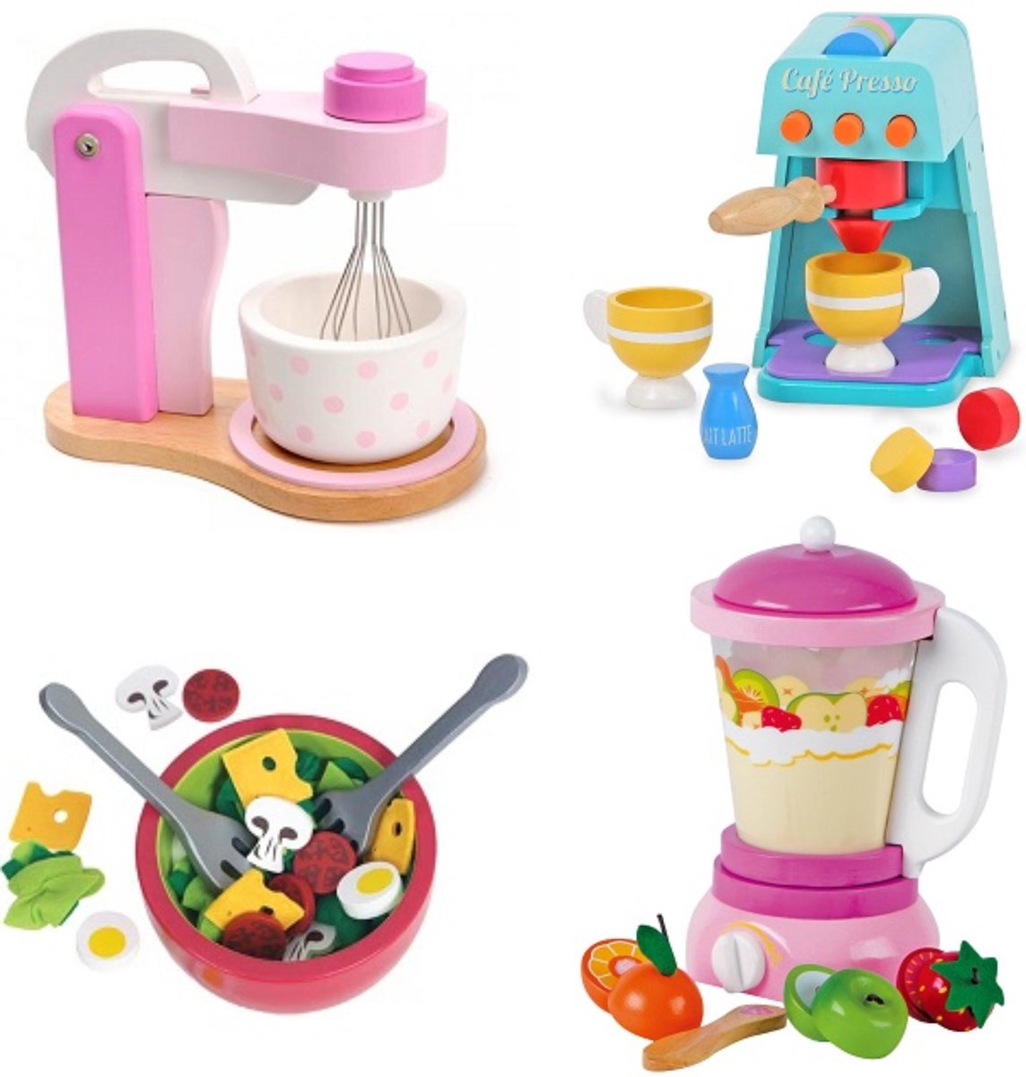   Keukenmachine set met espresso-mixer-blender en salade kom u krijgt 4 assorti geleverd.