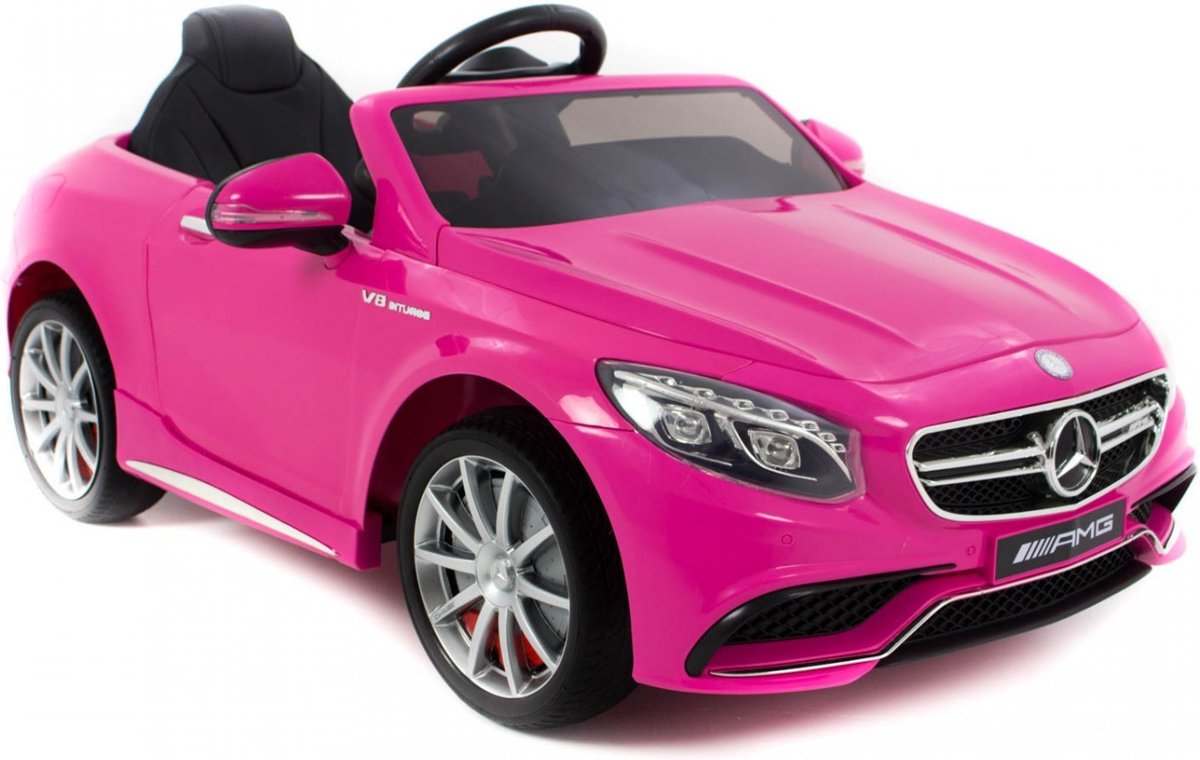 Mercedes Kinderauto Accuvoertuig S63 Amg 12v Roze + LEDEREN zitting