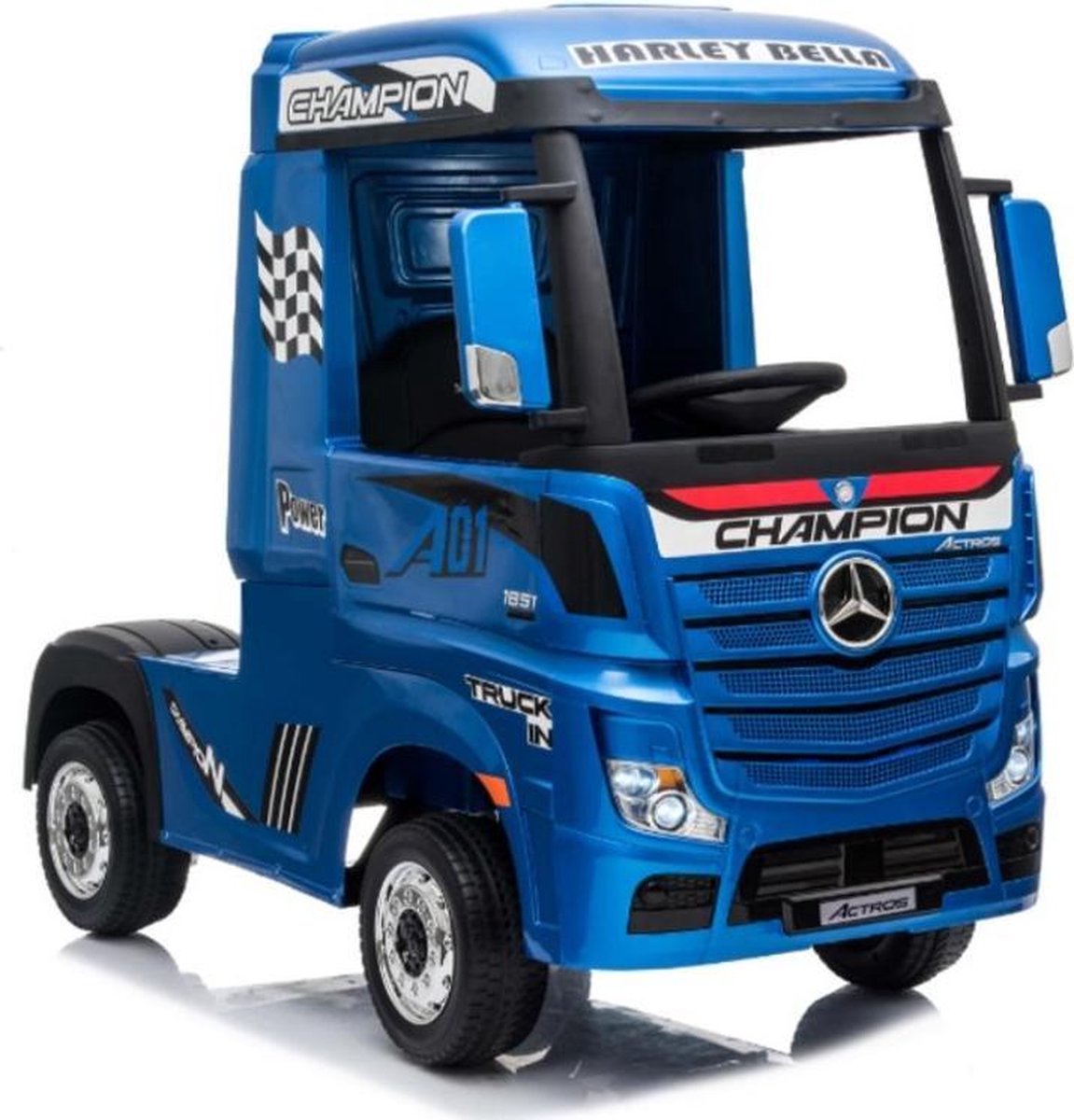 Mercedes Actros - Blauw - Widescreen Multimedia - 4WD - Softstart - Elektrische Kinderauto - met Afstandsbediening