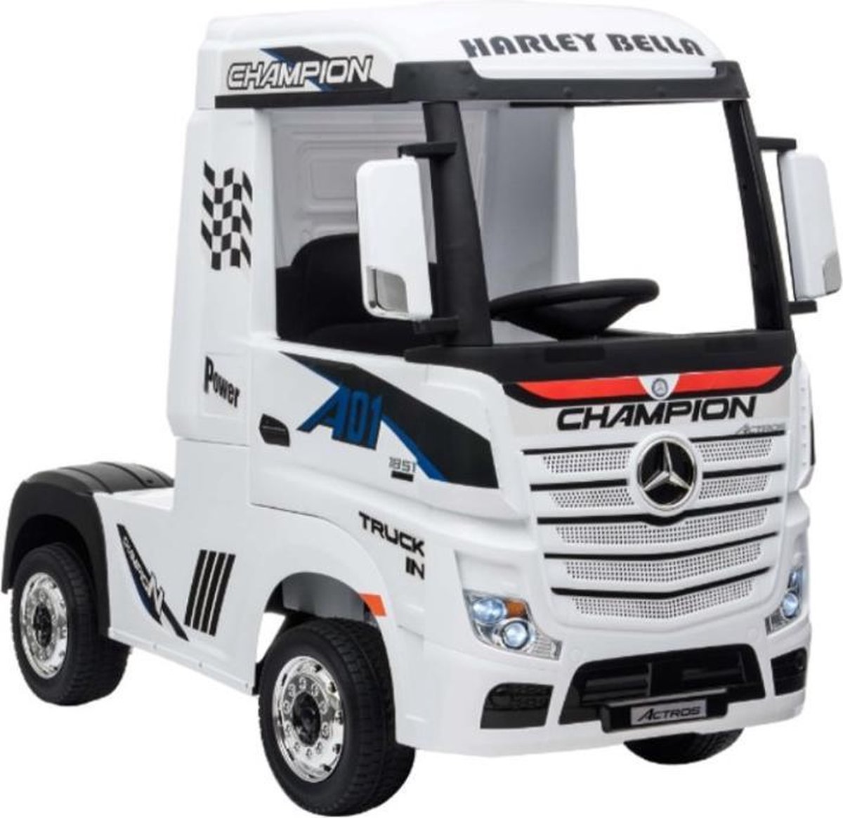 Mercedes Actros - Wit - Widescreen Multimedia - 4WD - softstart - Elektrische Kinderauto - met Afstandsbediening