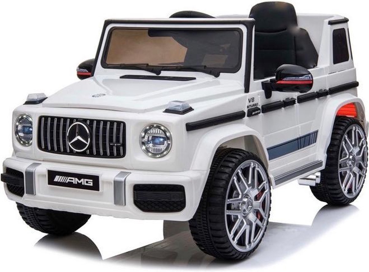 Mercedes G63 AMG Elektrische Kinderauto - Wit - 1 Persoons Kinderauto - Afstand Bestuurbaar - Muziek Module - 12v - Lederen stoelen - Rubberen banden