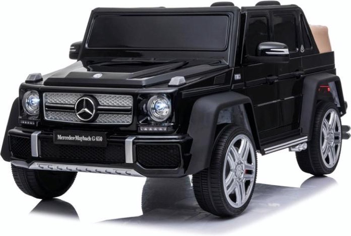   Maybach G650 Elektrische Kinderauto 12V - Zwart - Accu Auto voor kinderen met Rubberen banden, Leren Zitje, Bluetooth en Afstandsbediening