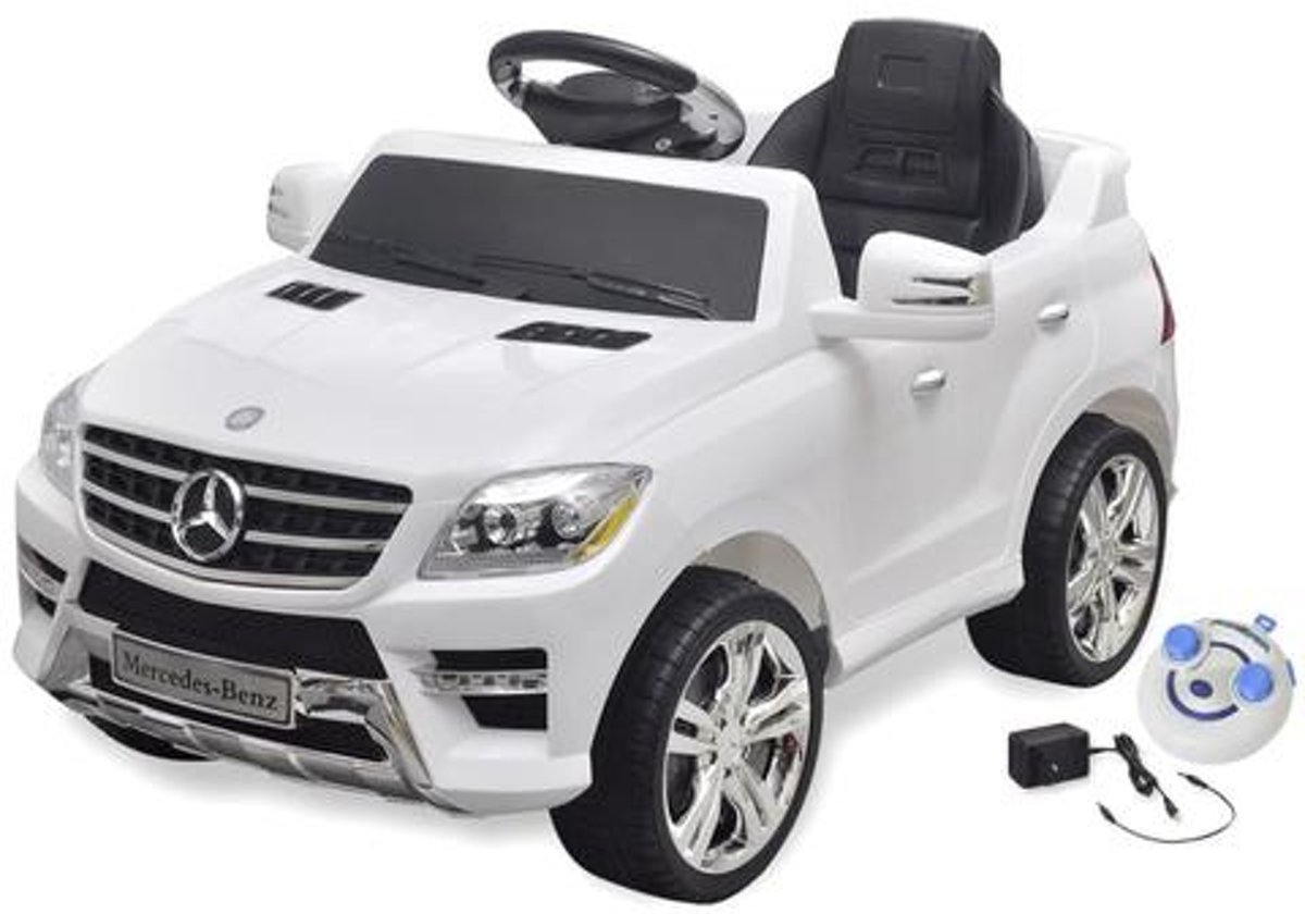 Racekees accuvoertuig - Mercedes ML350 - met afstandsbediening - Wit - Nieuw