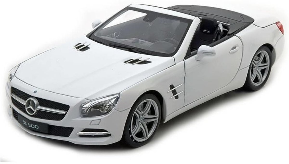 Speelgoed witte Mercedes-Benz SL500 12 open cabrio 1:36 - Modelauto schaalmodel