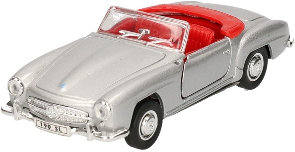 Speelgoed zilveren Mercedes-Benz 190SL 1955 cabrio auto 15 cm - modelauto