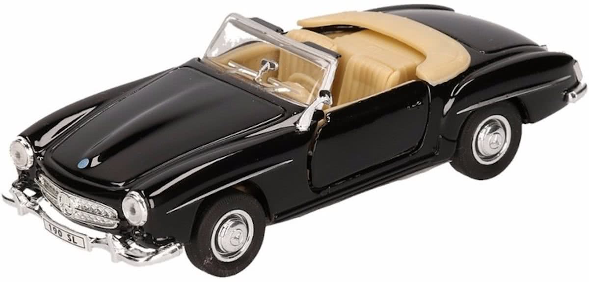 Speelgoed zwarte Mercedes-Benz 190SL 1955 cabrio auto 15 cm