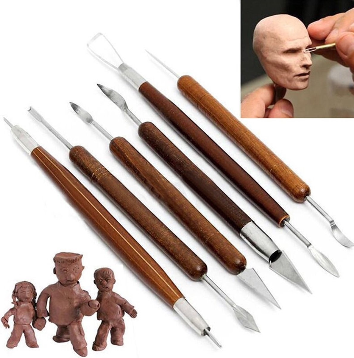 6 Stuks Boetseer Gereedschap – Dubbelzijdig – Beeldhouwen Aardewerk Klei Tool