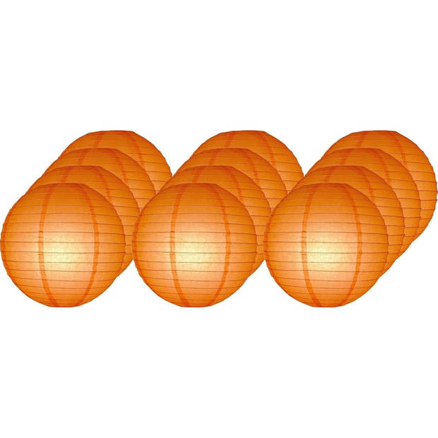 12x Oranje bol lampionnen 25 cm - Feestlampionnen