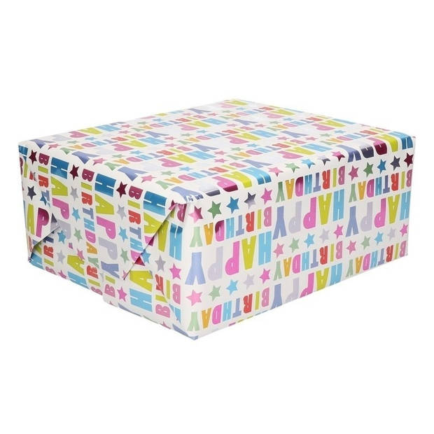 2x Happy Birthday cadeaupapier 70 x 150 cm - Cadeaupapier