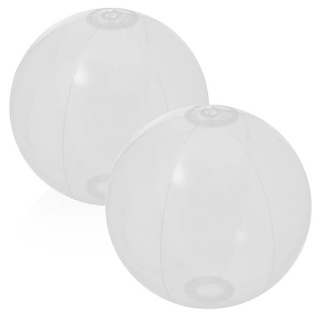 2x stuks opblaasbare strandballen Beach fun plastic wit 28 cm - Strandballen