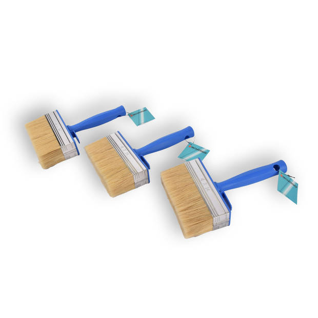 3x Blokkwast Plastic Muurverfkwast Kwast Blauw 23cm x 14cm x 4cm Geschikt voor Watergedragen en