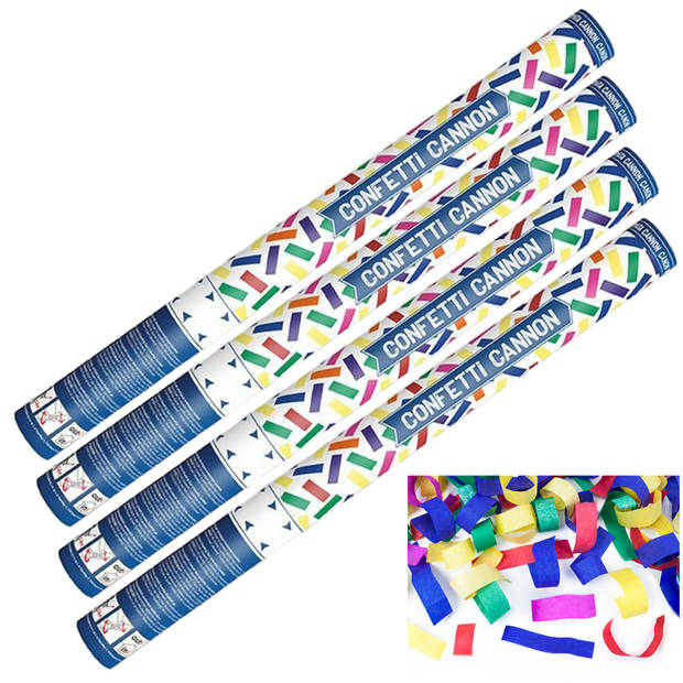 Confetti kanon - Party Popper - Shooter - 60cm - mix gekleurd papier - 4 Stuks