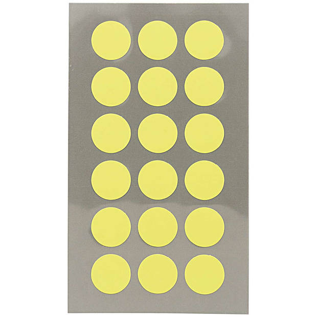 Hobby stickers - 72x stuks - D15 mm - neon geel ronde stickers - Kantoor stickers - Scrapbook - Stickers