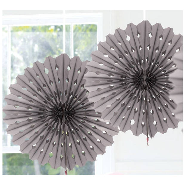 Honeycomb waaiers zilver 45 cm - Hangdecoratie