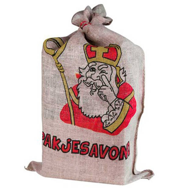 Jute zak voor Sinterklaas 60 x 102 cm - Feestdecoratievoorwerp