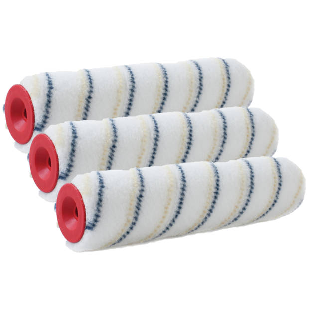 Set van 3x stuks muur vacht anti-spat verfrollers nylon pluisvrij 6,2 x 25 cm - Verfrollers