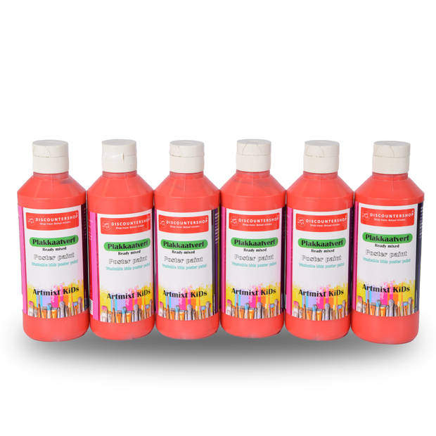 Superheld Rood Plakkaatverf Set 6 Delige 250 ml Per Fles 5 cm x 16 cm Voor Creatieve Geesten Volwassenen &