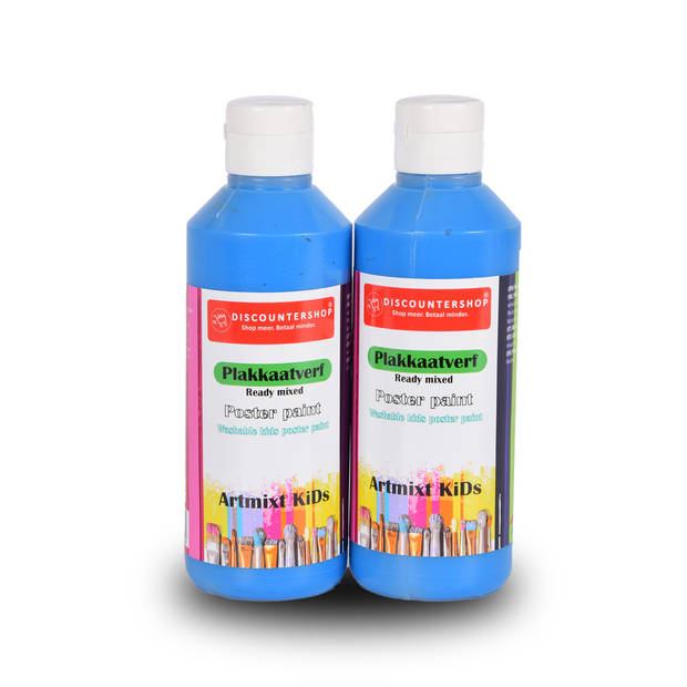 Vibrant Blauwe Plakkaatverf Set Van 2 Maximaal 250 ml Per Set Voor Volwassenen en Kinderen Gebruiksklare Artiesten