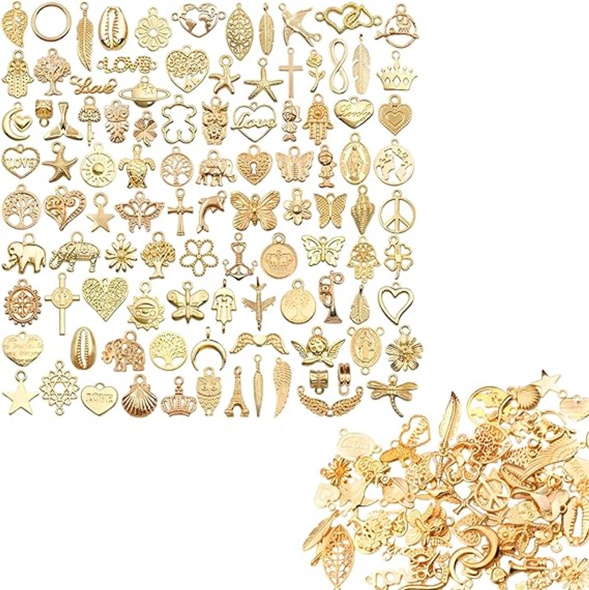 100 losse ornamenten - Hangers Geschikt Voor armbanden - DIY knutselset - sieradenaccessoires - bedelhangers - gemengde kettinghangers - sieraden handwerk - sieraden maken