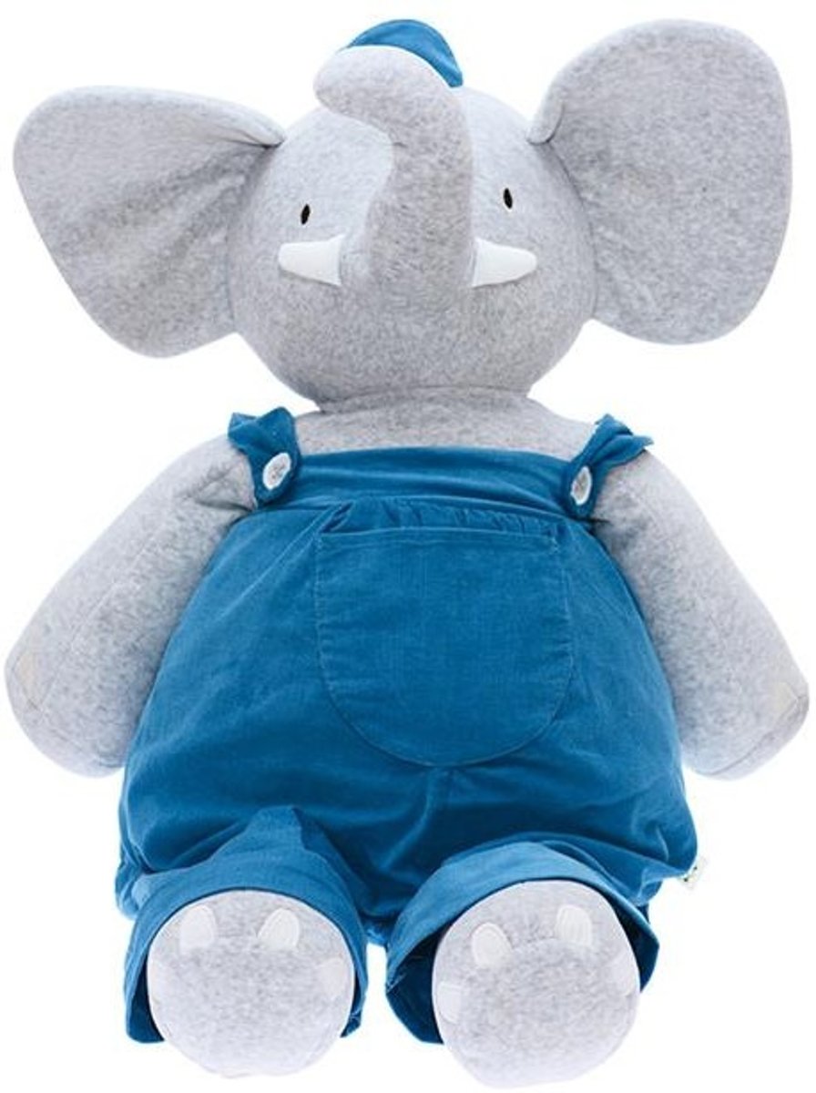   Alvin De Olifant Megaknuffel Grijs/blauw 85 Cm