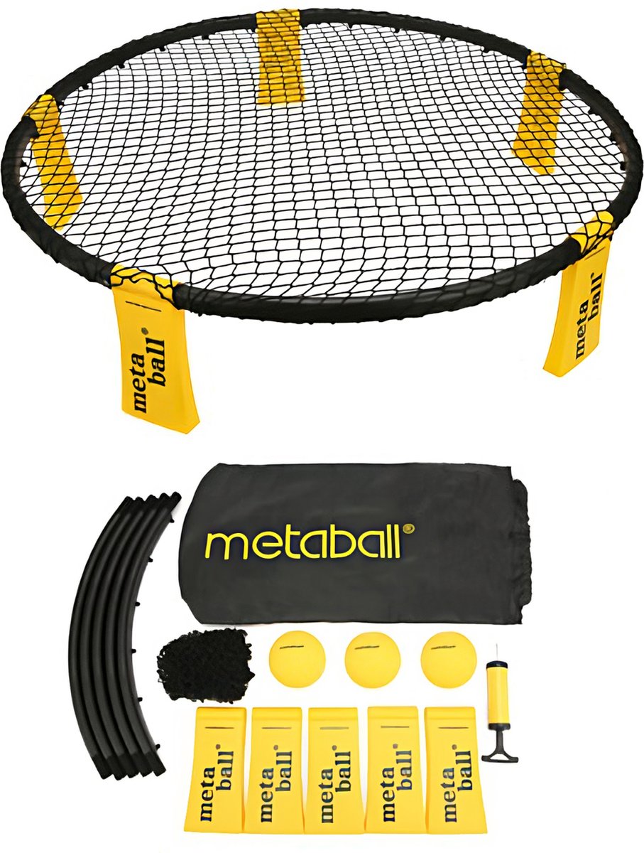 Spikeball - Spikeball Set - Ball Set - Complete Set - Roundball - Roundnet - Max. 4 Spelers - Inclusief Opbergtas, Pomp en 3 Ballen - Geel