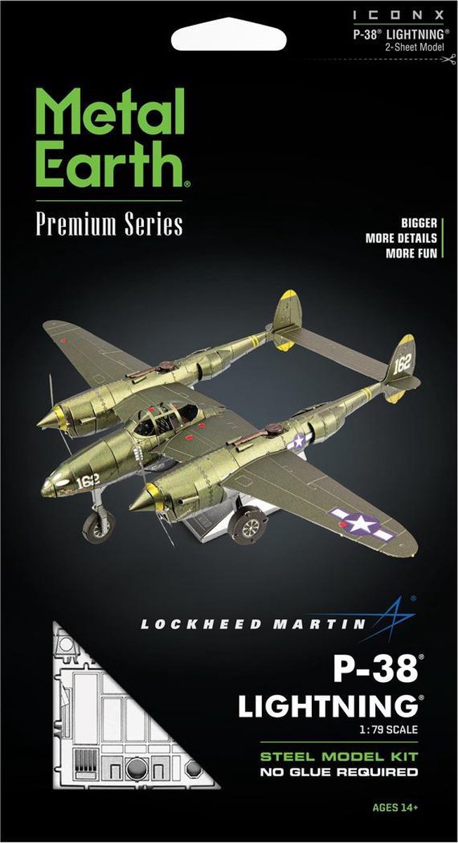 Metal Earth modelbouw metaal P-38 Lightning lockheed Martin