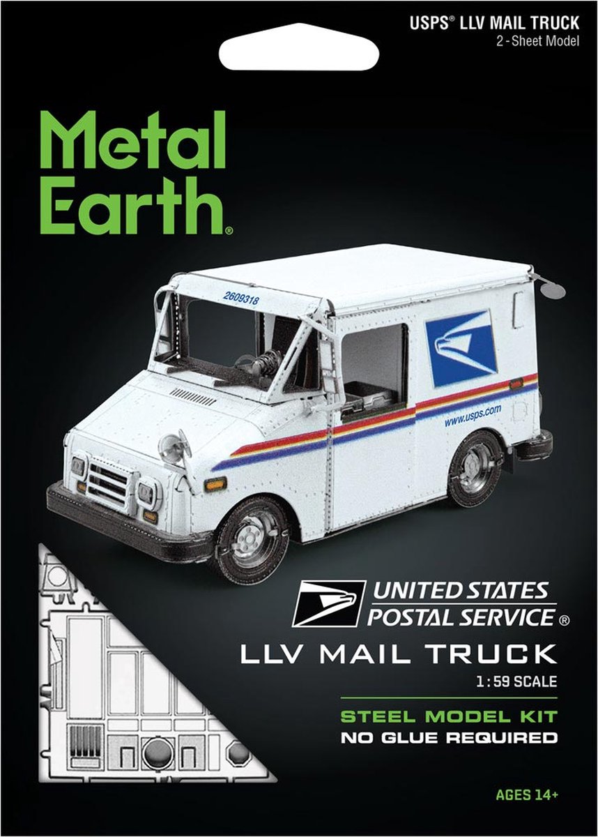 Metal Earth modelbouw metaal USPS LVV mail Truck