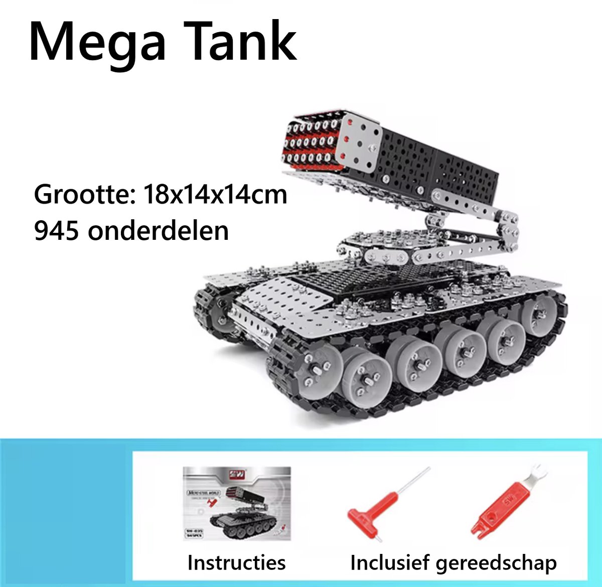 Bouwpakket Mega Tank - 900+ Onderdelen - Modelbouw - Beweegbaar