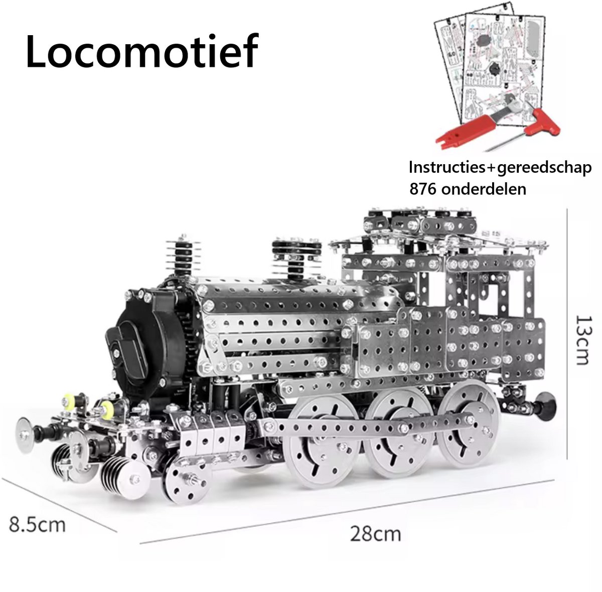 Bouwpakket Trein Locomotief - 800+ Onderdelen - Ouderwets Model