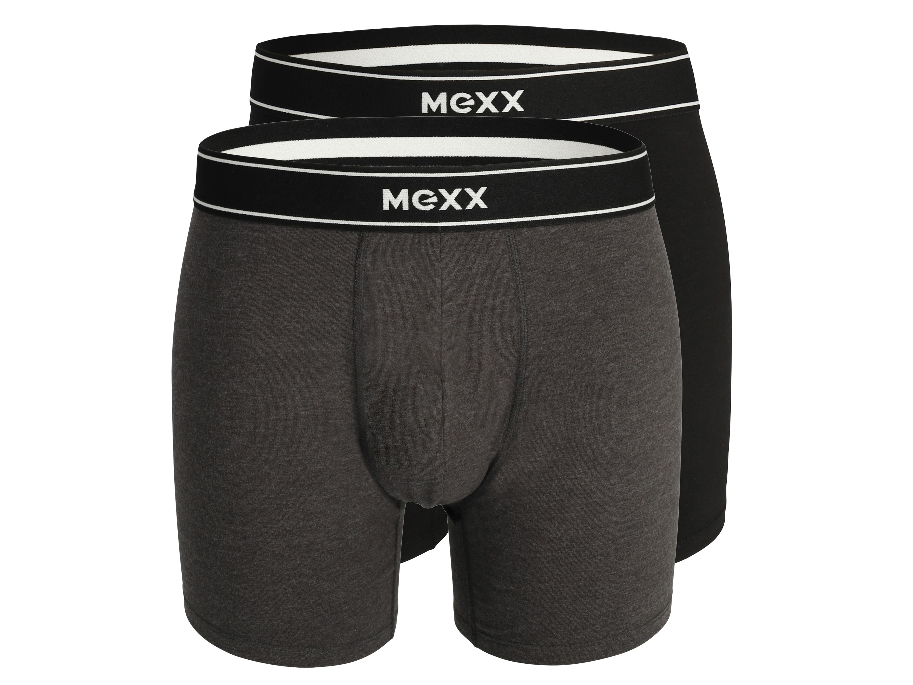 MEXX 2 paar herenboxers (L, Zwart/grijs)