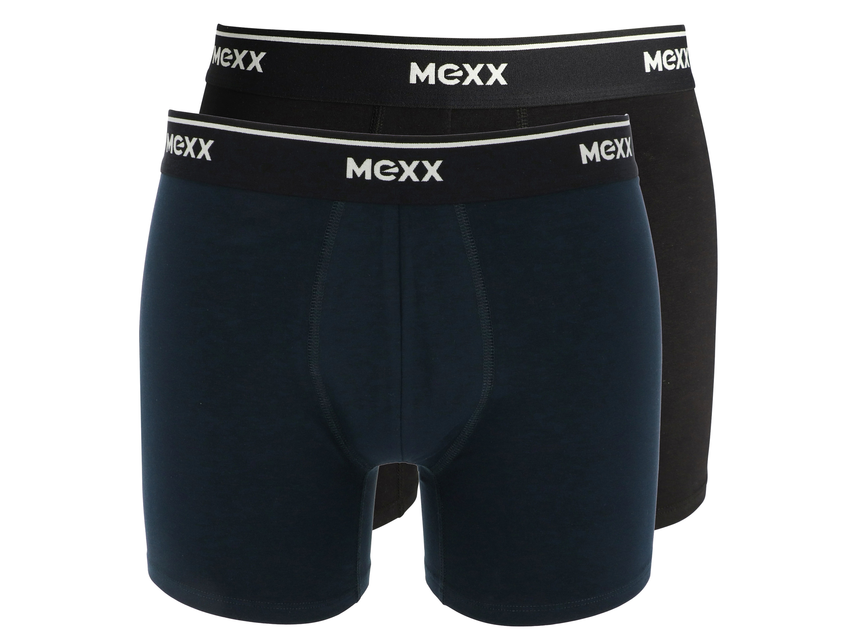 MEXX 2 paar herenboxers (M, Zwart/donkerblauw)