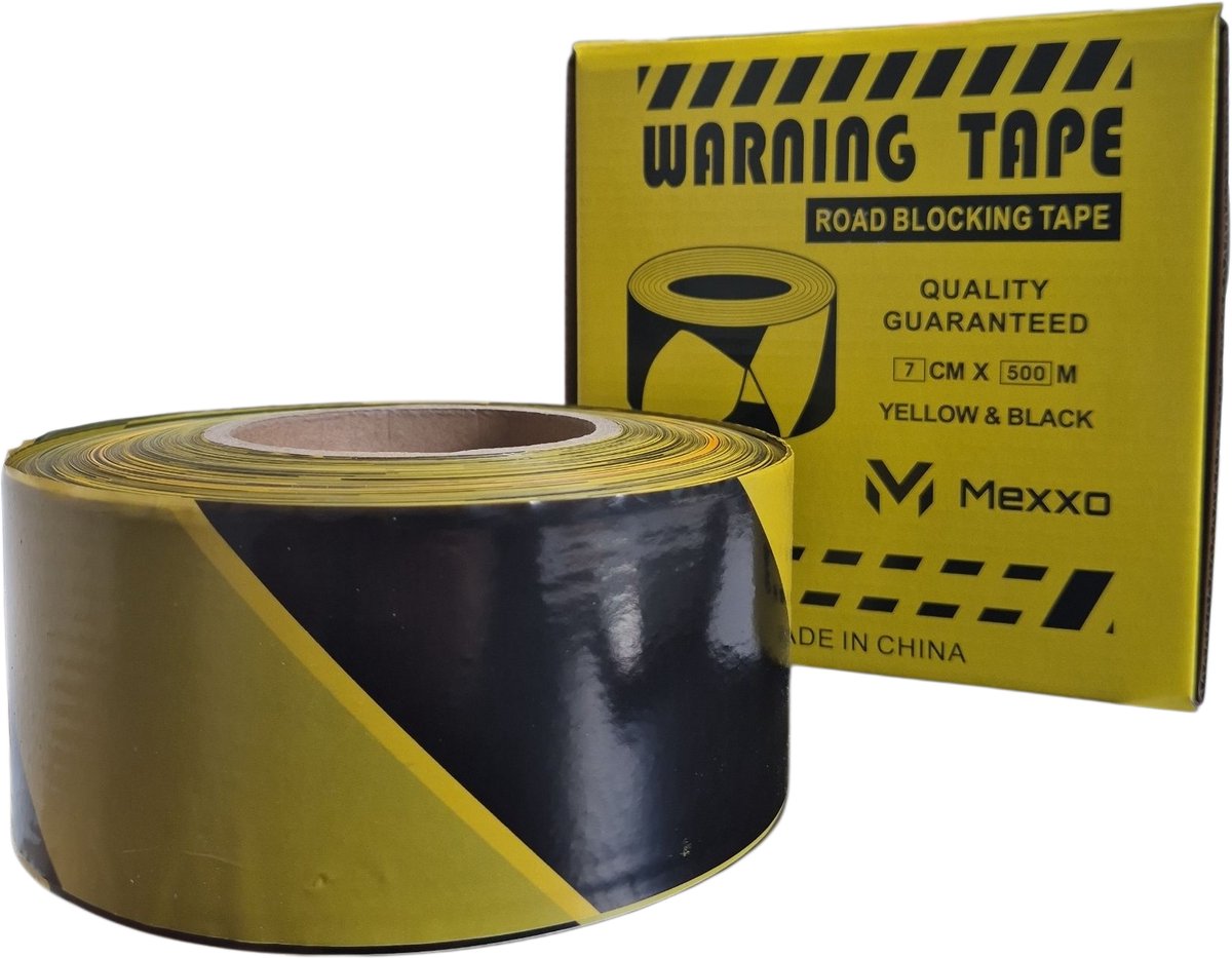 Afzetlint 500 meter - geel zwart - markeerlint -  