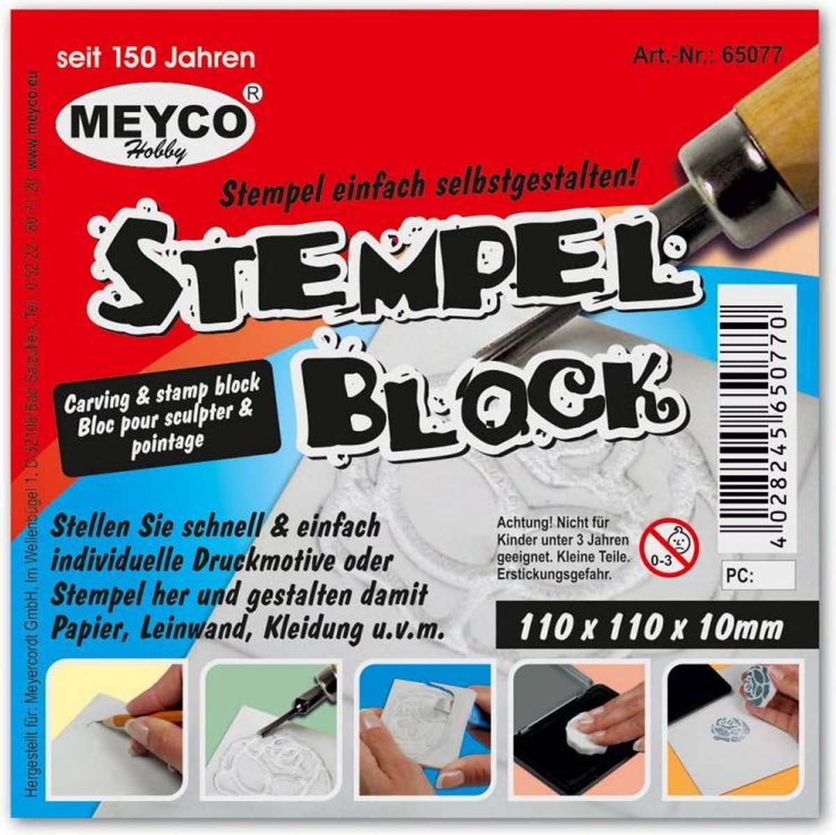 Meyco Hobby - Stempel Block - 11 x 11 cm