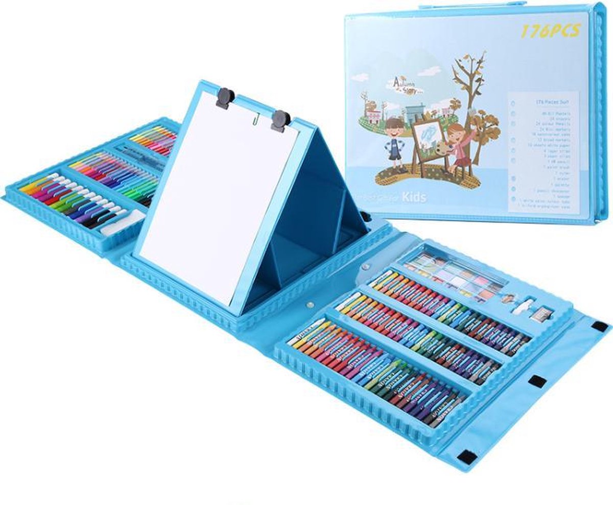 Tekenen-Schilderen-176-delige Art Set voor kinderen-Schoolcadeau-Kerstcadeau-Verjaardagsfeestje Set-Klaslokalen-Kleuterscholen-dagopvang assesoires-Een perfect creative cadeau