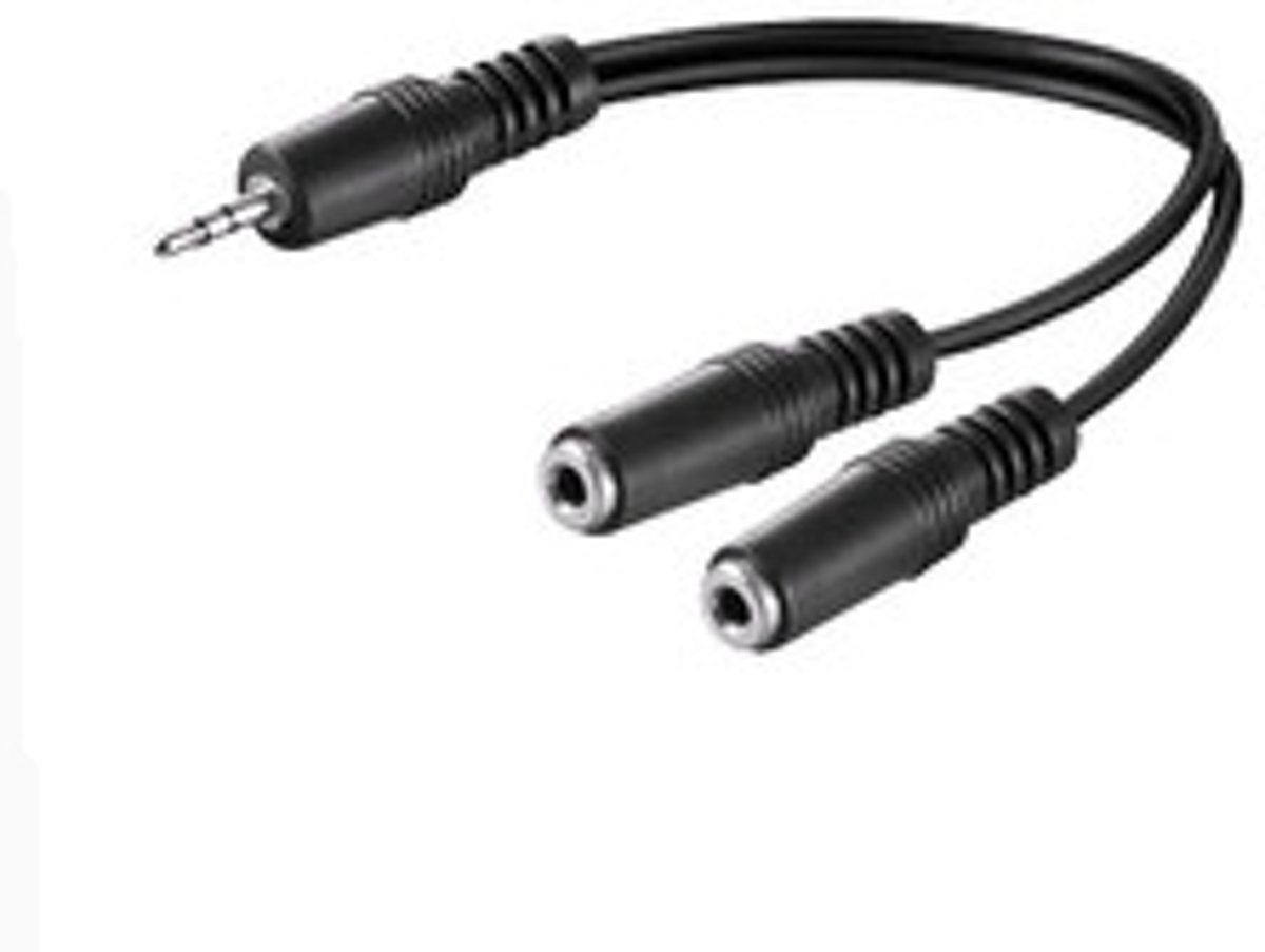 Microconnect 3.5mm - 2 x 3.5mm, M-F 0.2m 3.5mm 2 x 3.5mm Zwart audio kabel